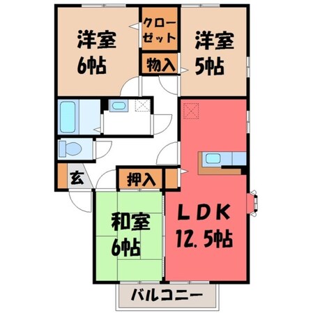 宇都宮駅 バス35分  弁天橋下車：停歩7分 2階の物件間取画像